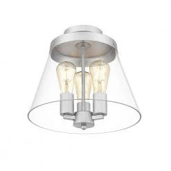 Lois 13 in. 3-Light Brushed Nickel Semi-Flush Mount with Clear Glass Shade by OVE Decors 11 Lois 13 in. 3-Light Brushed Nickel Semi-Flush Mount with Clear Glass Shade by OVE Decors -Kenroy Home Sales brushed nickel ove decors flush mount lights 15lsfr loi813 l 1f 1000