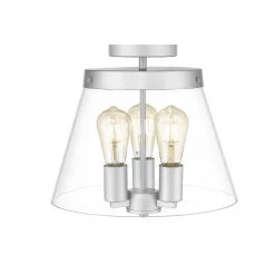 Lois 13 in. 3-Light Brushed Nickel Semi-Flush Mount with Clear Glass Shade by OVE Decors 10 Lois 13 in. 3-Light Brushed Nickel Semi-Flush Mount with Clear Glass Shade by OVE Decors -Kenroy Home Sales brushed nickel ove decors flush mount lights 15lsfr loi813 l 4f 1000