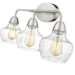 Norwich 24.41 in. W 3-Light Brushed Nickel Vanity Light with Seeded Glass Shade by OVE Decors 13 Norwich 24.41 in. W 3-Light Brushed Nickel Vanity Light with Seeded Glass Shade by OVE Decors -Kenroy Home Sales brushed nickel ove decors vanity lighting 15lva norw24 ln 44 1000