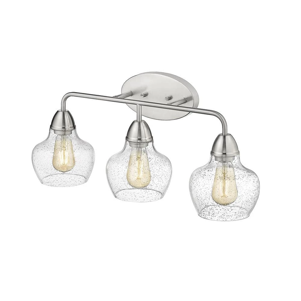 Norwich 24.41 in. W 3-Light Brushed Nickel Vanity Light with Seeded Glass Shade by OVE Decors 5 Norwich 24.41 in. W 3-Light Brushed Nickel Vanity Light with Seeded Glass Shade by OVE Decors - Image 3