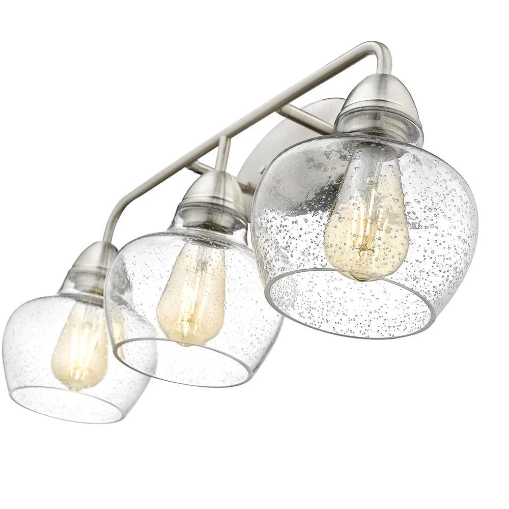 Norwich 24.41 in. W 3-Light Brushed Nickel Vanity Light with Seeded Glass Shade by OVE Decors 8 Norwich 24.41 in. W 3-Light Brushed Nickel Vanity Light with Seeded Glass Shade by OVE Decors - Image 6