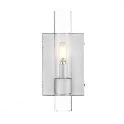 Ivy 4.72 in. Brushed Nickel Sconce with Clear Glass Shade (2 Pack) by OVE Decors