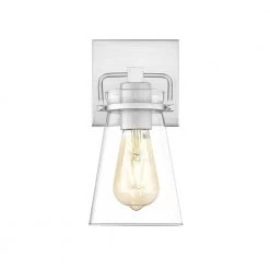 Lois 1-Light Brushed Nickel Sconce with Clear Glass Shade (2-Pack) by OVE Decors