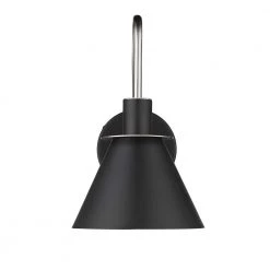 Olly 1-Light Black and Brushed Nickel Wall Sconce by OVE Decors