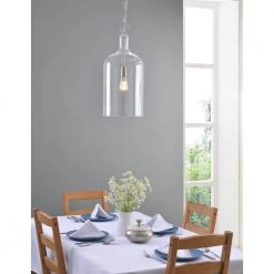 Capri 1-Light Brushed Nickel Pendant with Clear Glass Shade by Kenroy Home -Kenroy Home Sales brushed nickel with clear glass kenroy home chandeliers 91830bn 4f 1000