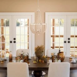 Dumas 3-Light Steel Chandelier with Wood Shade by Kenroy Home 12 Dumas 3-Light Steel Chandelier with Wood Shade by Kenroy Home -Kenroy Home Sales brushed steel finish kenroy home chandeliers 93131bs 1f 1000