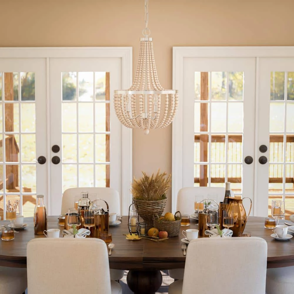 Dumas 3-Light Steel Chandelier with Wood Shade by Kenroy Home 6 Dumas 3-Light Steel Chandelier with Wood Shade by Kenroy Home - Image 4