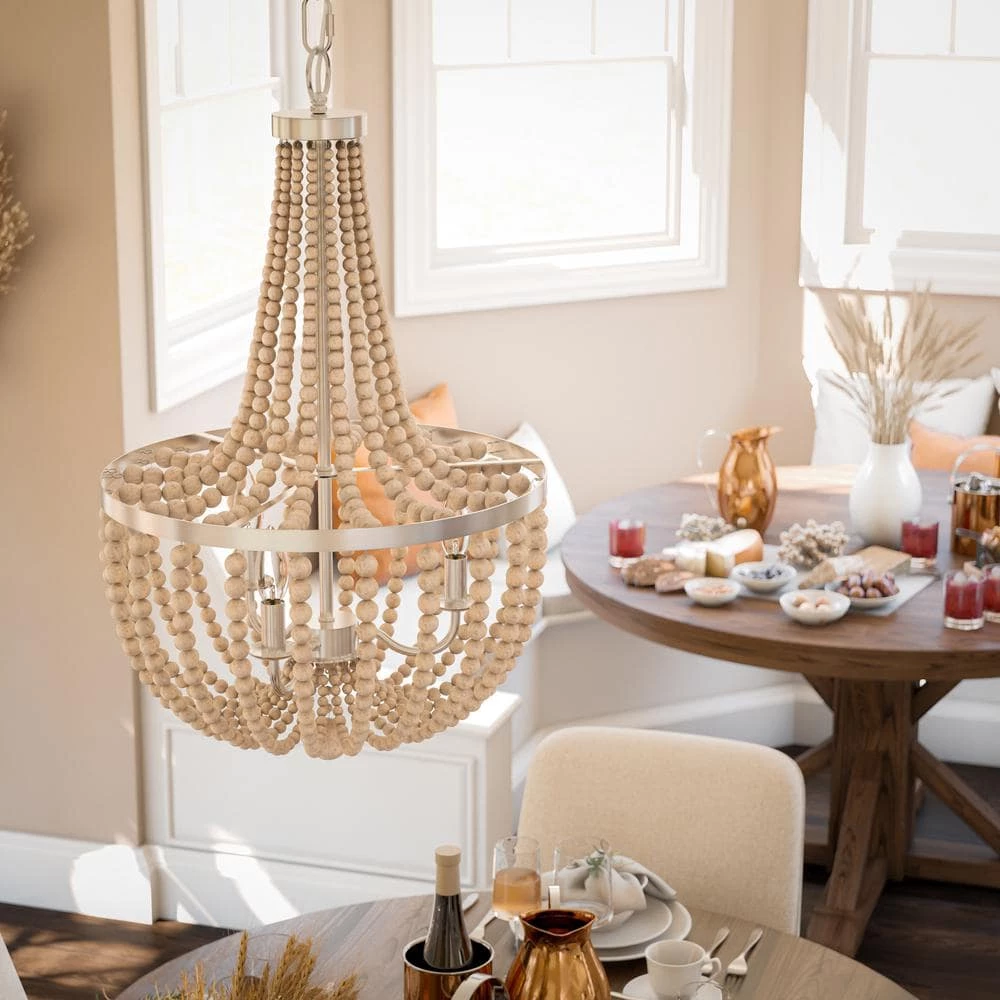 Dumas 3-Light Steel Chandelier with Wood Shade by Kenroy Home 7 Dumas 3-Light Steel Chandelier with Wood Shade by Kenroy Home - Image 5