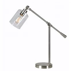 Thornton 25 in. Steel Desk Lamp with Glass Shade by Kenroy Home