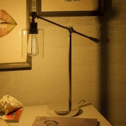 Thornton 25 in. Steel Desk Lamp with Glass Shade by Kenroy Home -Kenroy Home Sales brushed steel finish kenroy home desk lamps 32974bs 76 1000