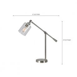 Thornton 25 in. Steel Desk Lamp with Glass Shade by Kenroy Home -Kenroy Home Sales brushed steel finish kenroy home desk lamps 32974bs fa 1000