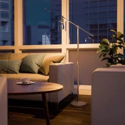 Thornton 56 in. Steel Floor Lamp with Clear Glass Shade by Kenroy Home -Kenroy Home Sales brushed steel finish kenroy home floor lamps 32975bs fa 1000