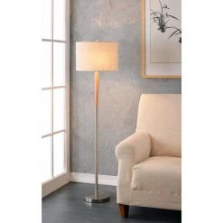 Sonata 58 in. Brushed Steel Floor Lamp with Cream Drum Shade by Kenroy Home -Kenroy Home Sales brushed steel finish kenroy home floor lamps 33063bs 31 1000