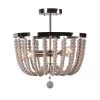 Dumas 3-Light Brushed Steel Wood Bead Semi-Flush Mount light by Kenroy Home -Kenroy Home Sales brushed steel finish kenroy home flush mount lights 93136bs 64 1000