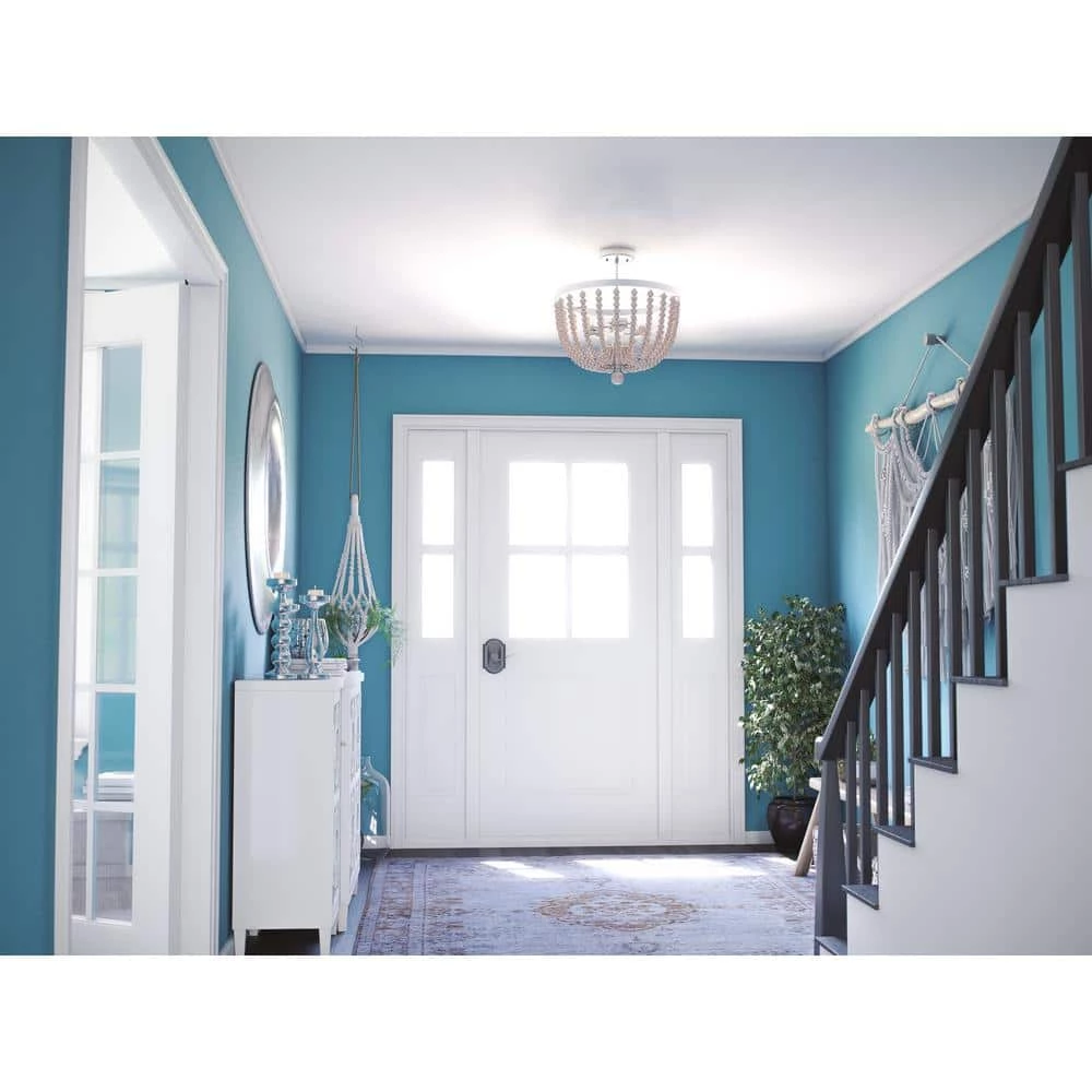 Dumas 3-Light Brushed Steel Wood Bead Semi-Flush Mount light by Kenroy Home 4 Dumas 3-Light Brushed Steel Wood Bead Semi-Flush Mount light by Kenroy Home - Image 2