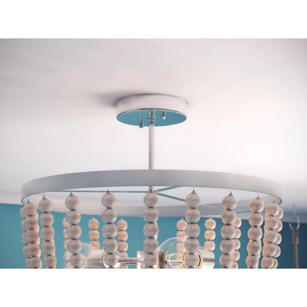 Dumas 3-Light Brushed Steel Wood Bead Semi-Flush Mount light by Kenroy Home 8 Dumas 3-Light Brushed Steel Wood Bead Semi-Flush Mount light by Kenroy Home - Image 6