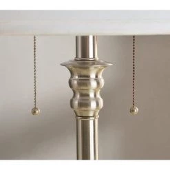 Spyglass 30 in. Brushed Steel Double Outlet Table Lamp with White Fabric Shade by Kenroy Home 13 Spyglass 30 in. Brushed Steel Double Outlet Table Lamp with White Fabric Shade by Kenroy Home -Kenroy Home Sales brushed steel finish kenroy home table lamps 30437bs oor 1f 1000