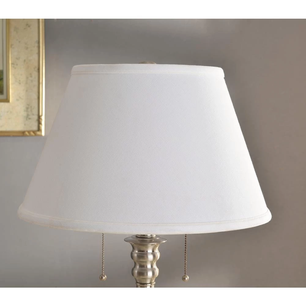 Spyglass 30 in. Brushed Steel Double Outlet Table Lamp with White Fabric Shade by Kenroy Home 7 Spyglass 30 in. Brushed Steel Double Outlet Table Lamp with White Fabric Shade by Kenroy Home - Image 5