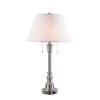 Spyglass 30 in. Brushed Steel Double Outlet Table Lamp with White Fabric Shade by Kenroy Home -Kenroy Home Sales brushed steel finish kenroy home table lamps 30437bs oor 64 1000