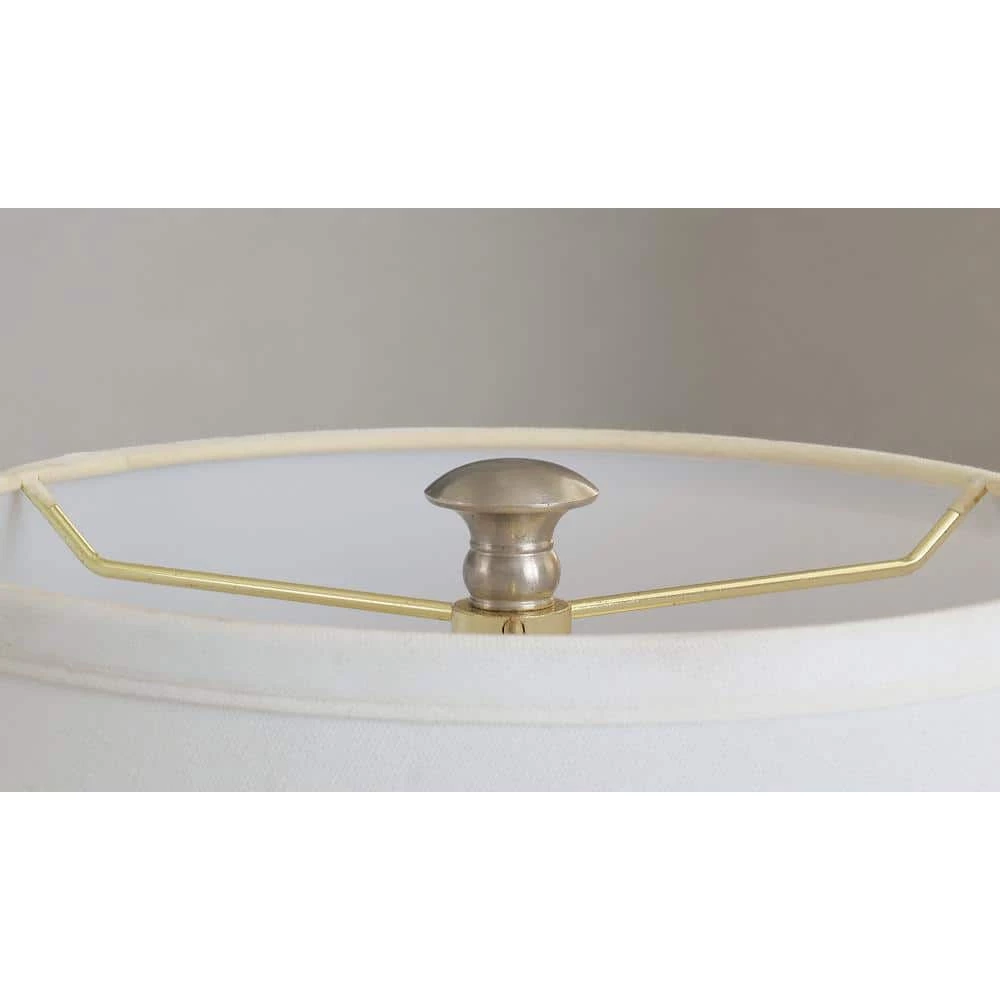 Spyglass 30 in. Brushed Steel Double Outlet Table Lamp with White Fabric Shade by Kenroy Home 8 Spyglass 30 in. Brushed Steel Double Outlet Table Lamp with White Fabric Shade by Kenroy Home - Image 6