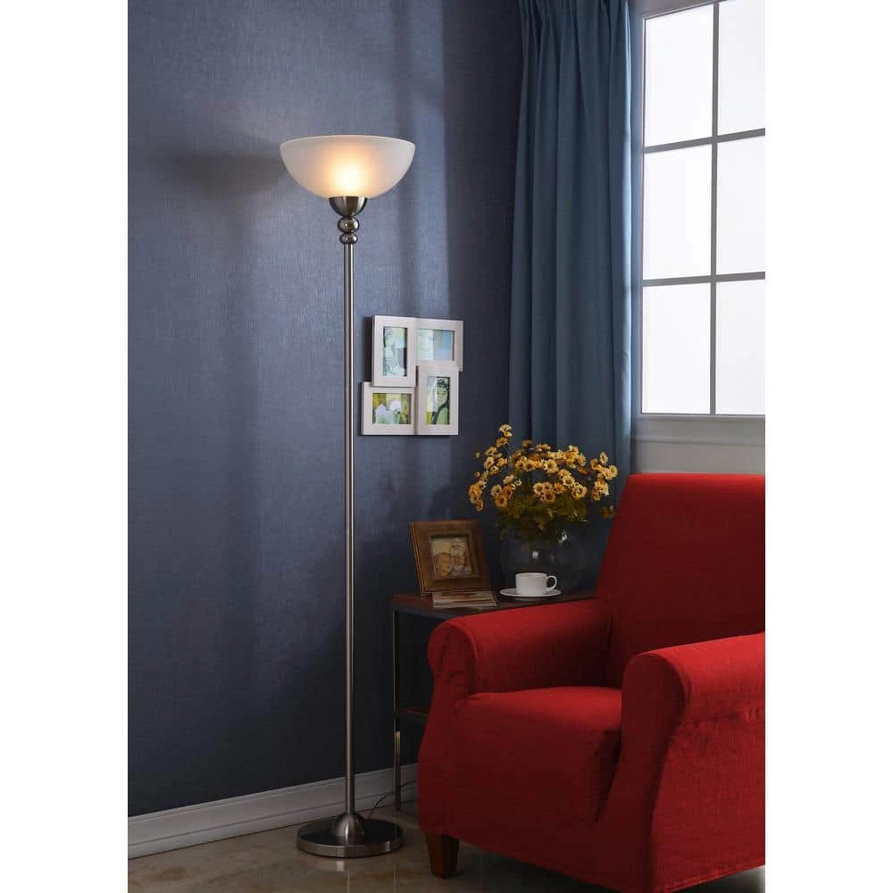 Baubles 72 in. Brushed Steel Torchiere by Kenroy Home 5 Baubles 72 in. Brushed Steel Torchiere by Kenroy Home - Image 3