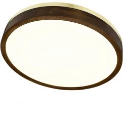 Kevan 13.76 in. Champagne Gold and Wood Frame LED Integrated Semi-Flush Mount with Shade by OVE Decors -Kenroy Home Sales champagne gold ove decors flush mount lights 15lch keva14 lg fa 1000