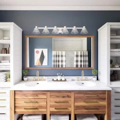 Maxwell 52 in. 6-Light Chrome Vanity Light with White Glass Shades by Kenroy Home