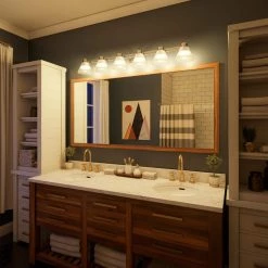 Maxwell 52 in. 6-Light Chrome Vanity Light with White Glass Shades by Kenroy Home -Kenroy Home Sales chrome kenroy home vanity lighting 91796ch 76 1000