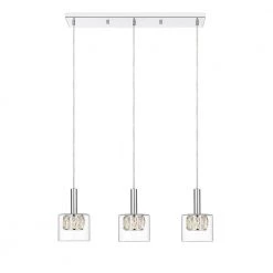 Aster Integrated LED Chrome Pendant with Crystal and Clear Glass Shade by OVE Decors