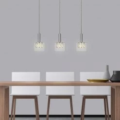 Aster Integrated LED Chrome Pendant with Crystal and Clear Glass Shade by OVE Decors -Kenroy Home Sales chrome ove decors chandeliers 15lpe aste27 lc 77 1000