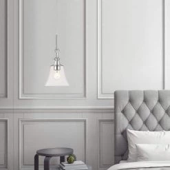 Cloche 1-Light Chrome Bell Pendant Light with Glass Shade by OVE Decors -Kenroy Home Sales chrome ove decors chandeliers 15lpe cloc08 lc 31 1000