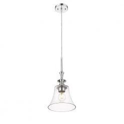 Cloche 1-Light Chrome Bell Pendant Light with Glass Shade by OVE Decors -Kenroy Home Sales chrome ove decors chandeliers 15lpe cloc08 lc 4f 1000