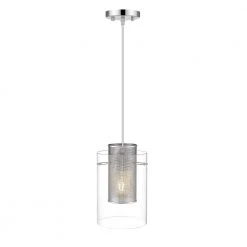 Elestren I 1-Light 6 in. Chrome Ceiling Pendant Light with Clear Glass by OVE Decors 12 Elestren I 1-Light 6 in. Chrome Ceiling Pendant Light with Clear Glass by OVE Decors -Kenroy Home Sales chrome ove decors chandeliers 15lpe ele106 lc 4f 1000