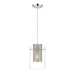 Elestren I 1-Light 6 in. Chrome Ceiling Pendant Light with Clear Glass by OVE Decors