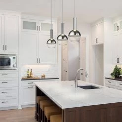 Kim 25 in. 3-Light Integrated LED Chrome and Clear Glass Ceiling Pendant Light by OVE Decors -Kenroy Home Sales chrome ove decors chandeliers 15lpe kim025 lc 40 1000