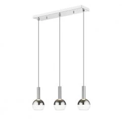 Kim 25 in. 3-Light Integrated LED Chrome and Clear Glass Ceiling Pendant Light by OVE Decors -Kenroy Home Sales chrome ove decors chandeliers 15lpe kim025 lc c3 1000