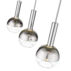 Kim 25 in. 3-Light Integrated LED Chrome and Clear Glass Ceiling Pendant Light by OVE Decors -Kenroy Home Sales chrome ove decors chandeliers 15lpe kim025 lc fa 1000