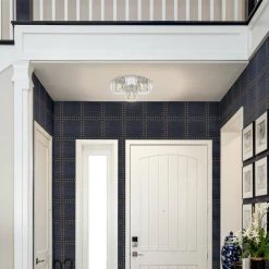 Aster Chrome Integrated LED Flush Mount with Crystal and Clear Glass by OVE Decors -Kenroy Home Sales chrome ove decors flush mount lights 15lva aste15 lc 31 1000