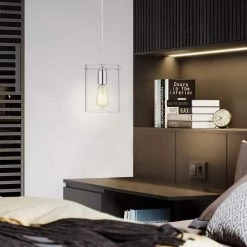 Bluebell 1-Light Chrome Mini Pendant with Clear Glass by OVE Decors -Kenroy Home Sales chrome ove decors pendant lights 15lpe blue07 lc 31 1000