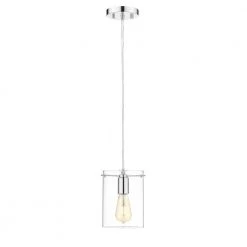 Bluebell 1-Light Chrome Mini Pendant with Clear Glass by OVE Decors
