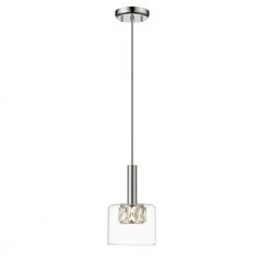 Cider II Integrated LED Chrome Mini Pendant with Crystal and Glass Shade by OVE Decors