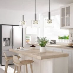 Aster Integrated LED Chrome Mini Pendant with Crystal and Glass Shade by OVE Decors -Kenroy Home Sales chrome ove decors pendant lights hdli008 31 1000