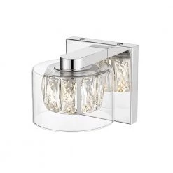 Aster 1-Light Chrome Wall Sconce with Crystal and Clear Glass Shade by OVE Decors -Kenroy Home Sales chrome ove decors vanity lighting 15lva aste05 lc 1f 1000
