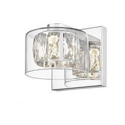 Aster 1-Light Chrome Wall Sconce with Crystal and Clear Glass Shade by OVE Decors -Kenroy Home Sales chrome ove decors vanity lighting 15lva aste05 lc 44 1000