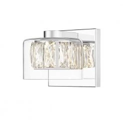 Aster 1-Light Chrome Wall Sconce with Crystal and Clear Glass Shade by OVE Decors -Kenroy Home Sales chrome ove decors vanity lighting 15lva aste05 lc 4f 1000