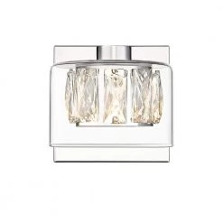 Kenroy Home Sales 21 Aster 1-Light Chrome Wall Sconce with Crystal and Clear Glass Shade by OVE Decors