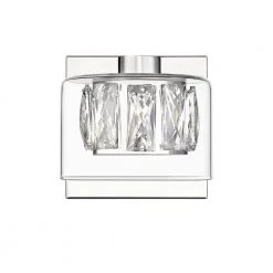 Aster 1-Light Chrome Wall Sconce with Crystal and Clear Glass Shade by OVE Decors -Kenroy Home Sales chrome ove decors vanity lighting 15lva aste05 lc c3 1000