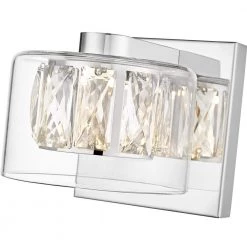 Aster 1-Light Chrome Wall Sconce with Crystal and Clear Glass Shade by OVE Decors -Kenroy Home Sales chrome ove decors vanity lighting 15lva aste05 lc fa 1000