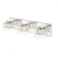 Aster 20.47 in. LED Integrated Chrome Vanity Light with Crystal and Clear Glass Shade by OVE Decors -Kenroy Home Sales chrome ove decors vanity lighting 15lva aste21 lc 1f 1000