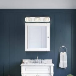 Aster 20.47 in. LED Integrated Chrome Vanity Light with Crystal and Clear Glass Shade by OVE Decors -Kenroy Home Sales chrome ove decors vanity lighting 15lva aste21 lc 31 1000